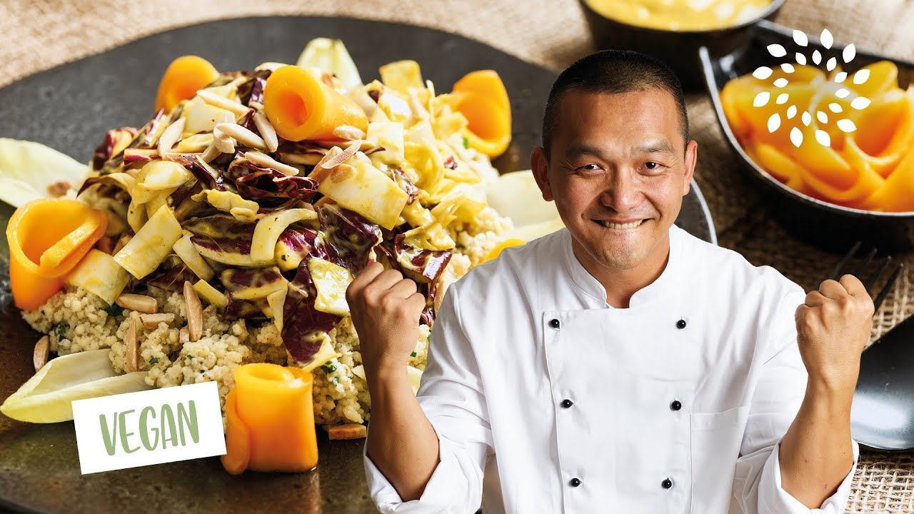 Hirsesalat mit Radicchio und Chicorée an Mango-Dressing – vegan