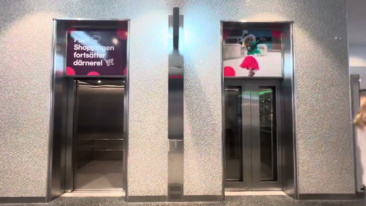 1989 Thyssen (Mb: Vinga Hiss /HydroWare) Roped Hydraulic elevators @ Frölunda Torg, Göteborg, Sweden