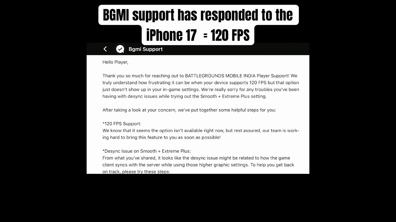 Finally iPhone 17 120 FPS Coming ?? BGMI Reply on 120 FPS Support on iPhone 17 #iphone17 #bgmi