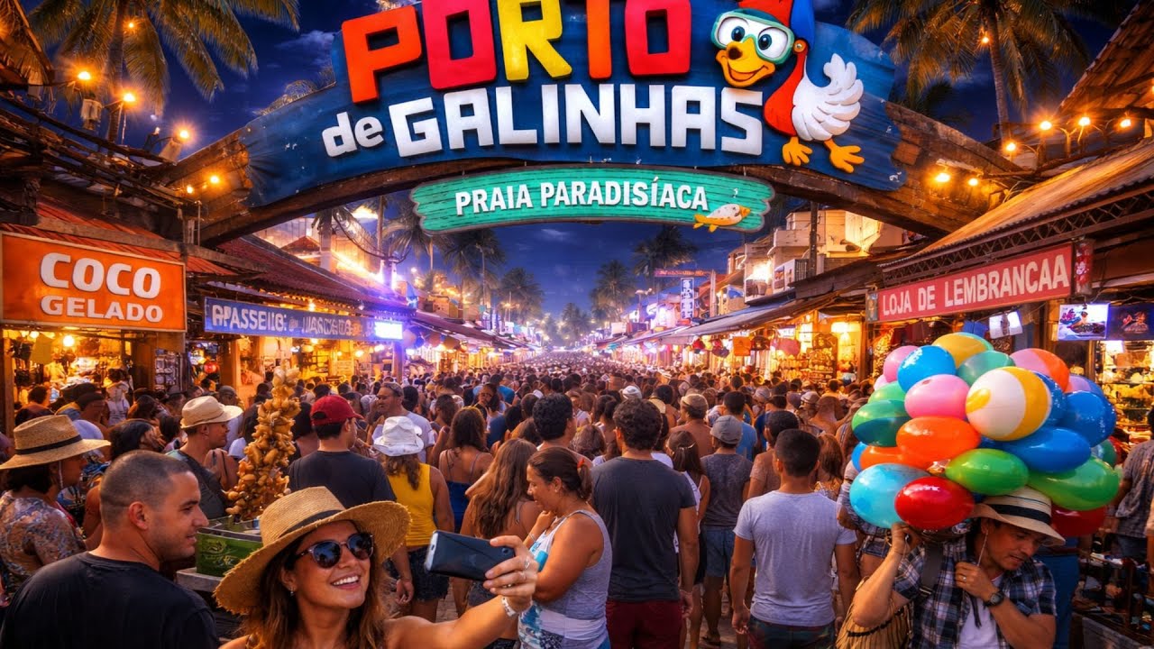 Porto de Galinhas o centro centrinho e a praia a noite #portodegalinhas 