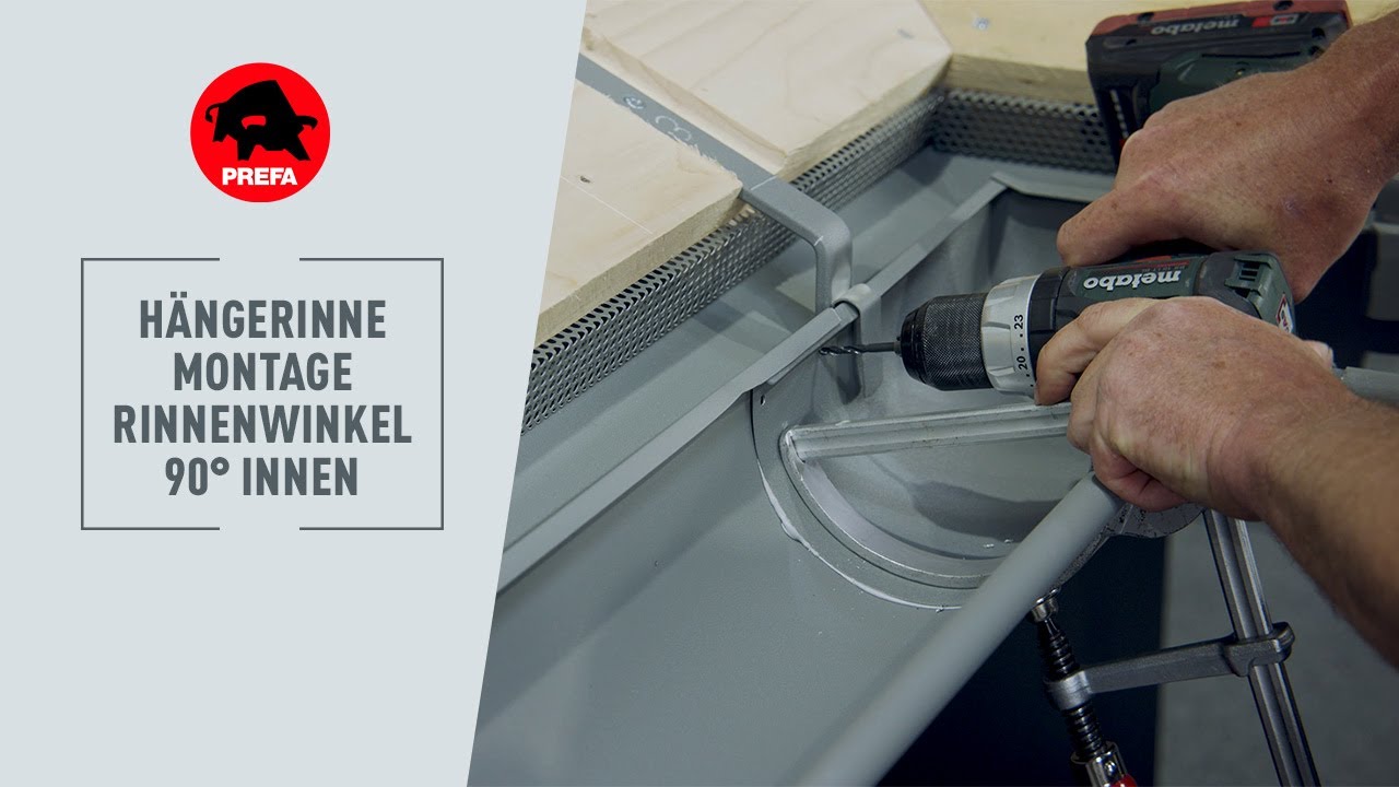 PREFA Schulungsvideo | 5.0.2.7 Hängerinne - Montage Rinnenwinkel 90° innen