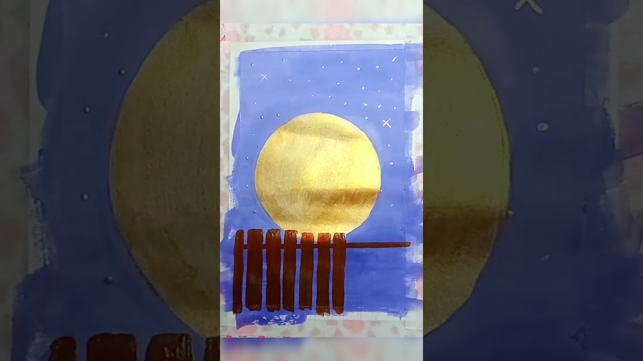 Golden moon With Metallic Poster Color