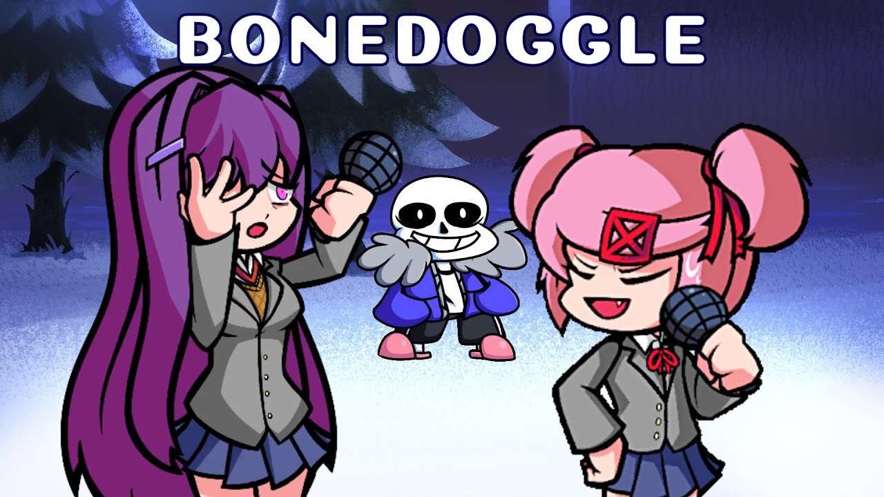FNF: Нацуки и Юри поют bonedoggle (песню Санса и Папируса) █ Friday Night Funkin' – моды █