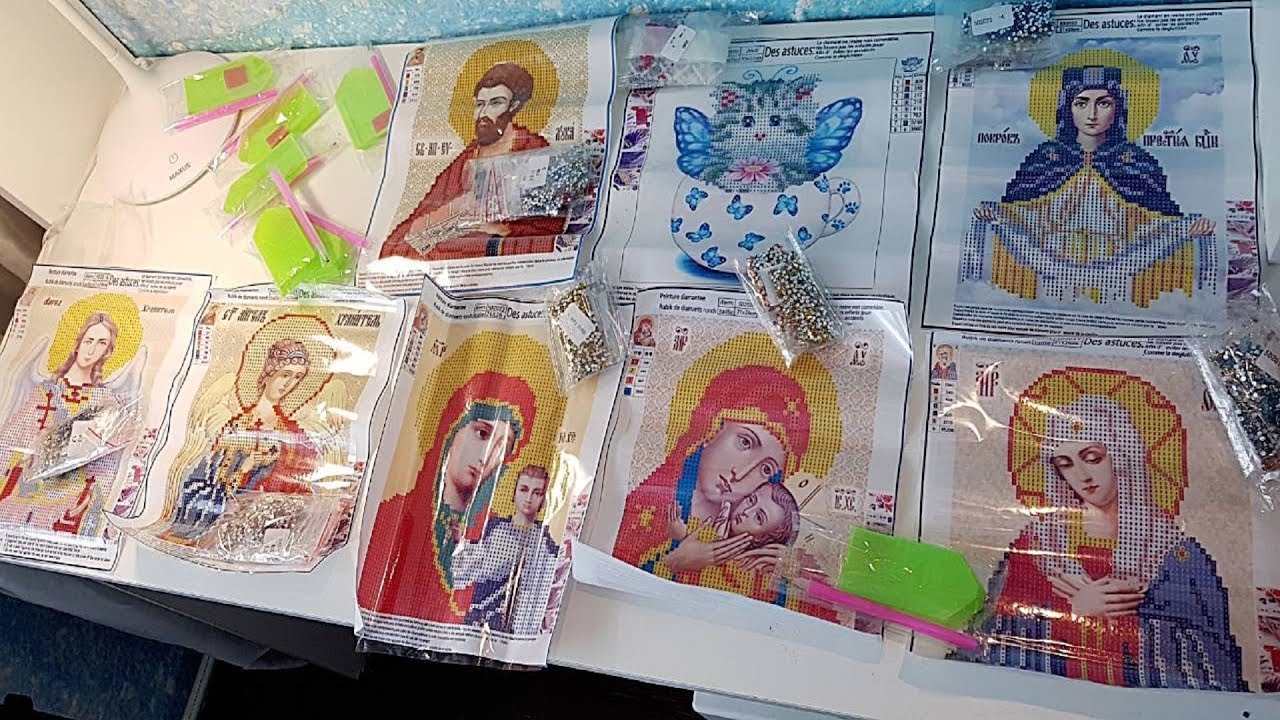 Иконы из страз! 8 ШТУК! Смешная цена. Алмазная вышивка с Алиэкспресс.