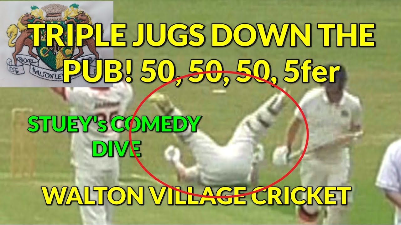 COMEDY RUN OUT! 50/50/50/5fer - SCOTTY 3 wickets in 4 BALLS!! - WALTON VILLAGE CRICKET