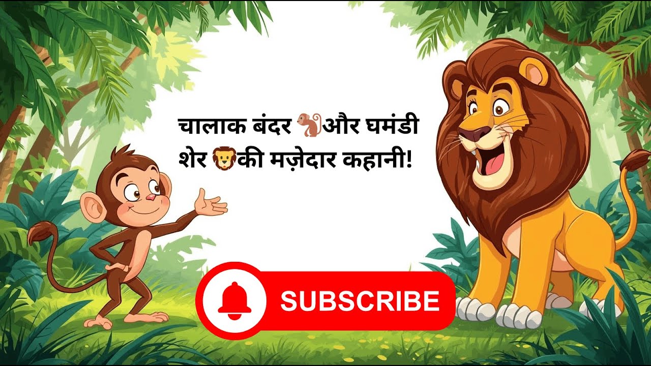 चालाक बंदर 🐒 और घमंडी शेर  🦁 की मज़ेदार कहानी!