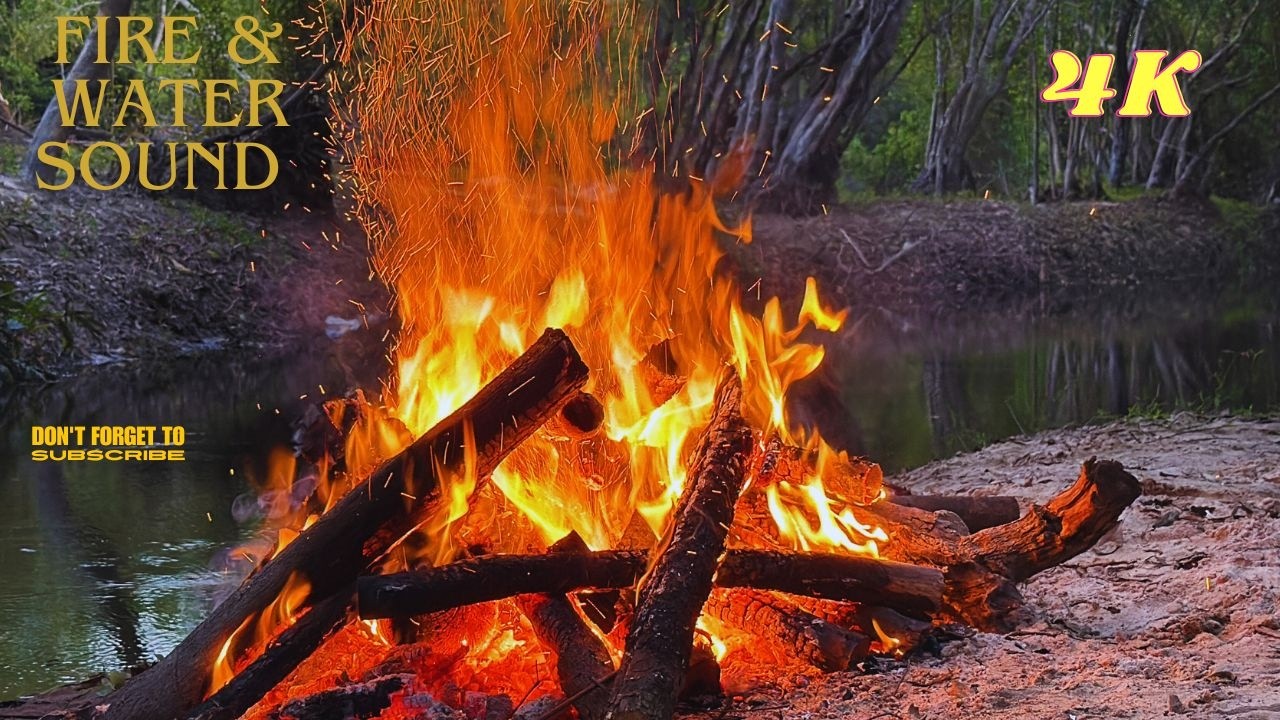 Flowing Water & Fireplace  Sounds (3 Hours) 🔥💧 Deep Sleep, Insomnia Relief, No Music
