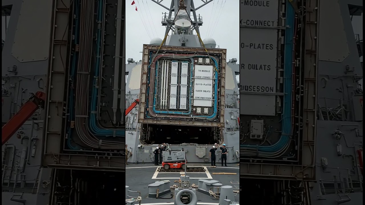 Observe the massive cargo doors opening to reveal 