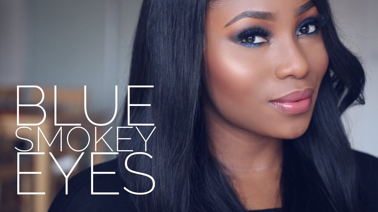 MAKEUP TUTORIAL - BLUE SMOKEY EYES w/ GLOWING SKIN | THATIGBOCHICK