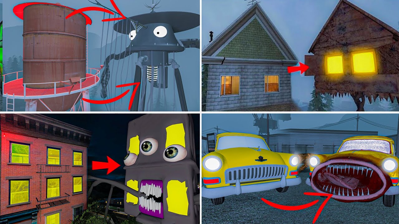 EVERYTHING TURNED INTO CREATURES! - HOUSE HEAD, SPIDER CAR, LIVING BUILDING, TRIPOD
