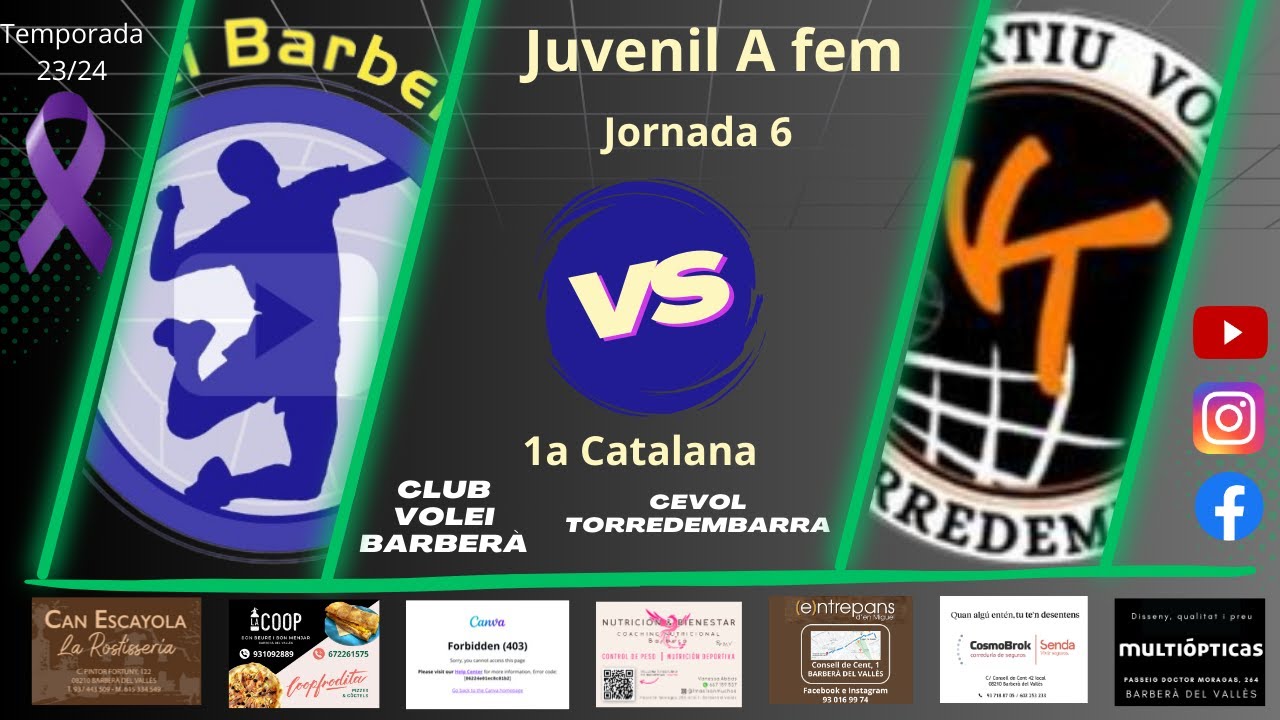 CV Barberà vs Cevol Torredembarra, Juvenil A Femení, 09/03/24, 1a Divisió Catalana, #Aymibarberà!!