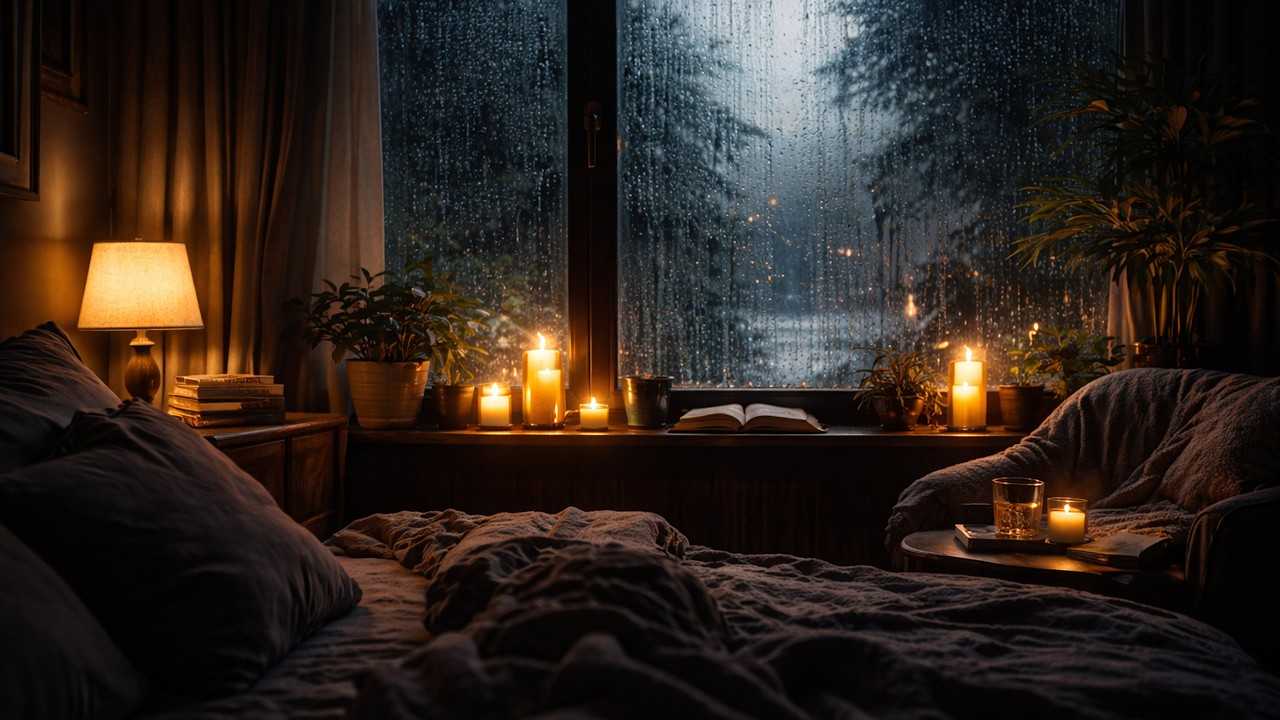 1 Hour Rain Sounds on Window  | Deep Sleep & Healing Atmosphere