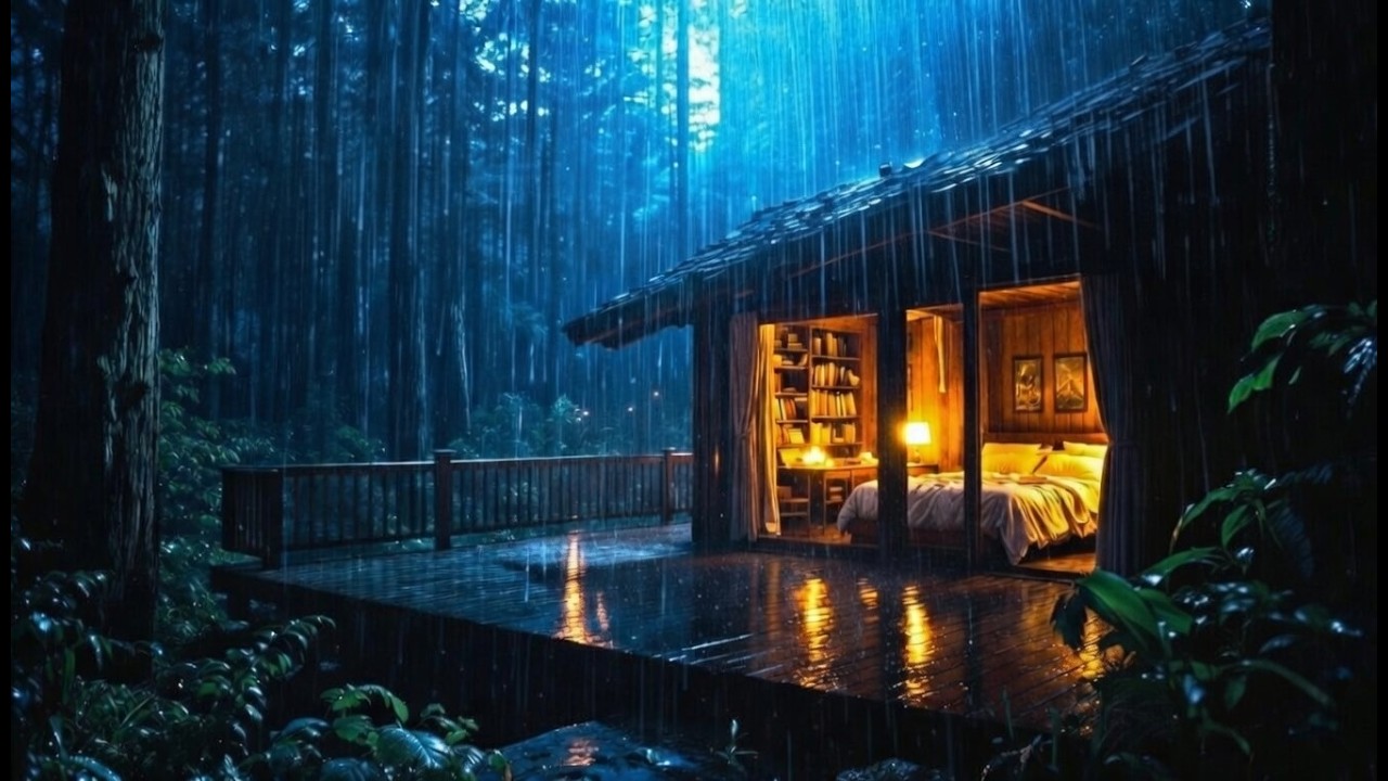 Cabaña Acogedora en el Bosque | Lluvia Intensa 🌧️ 