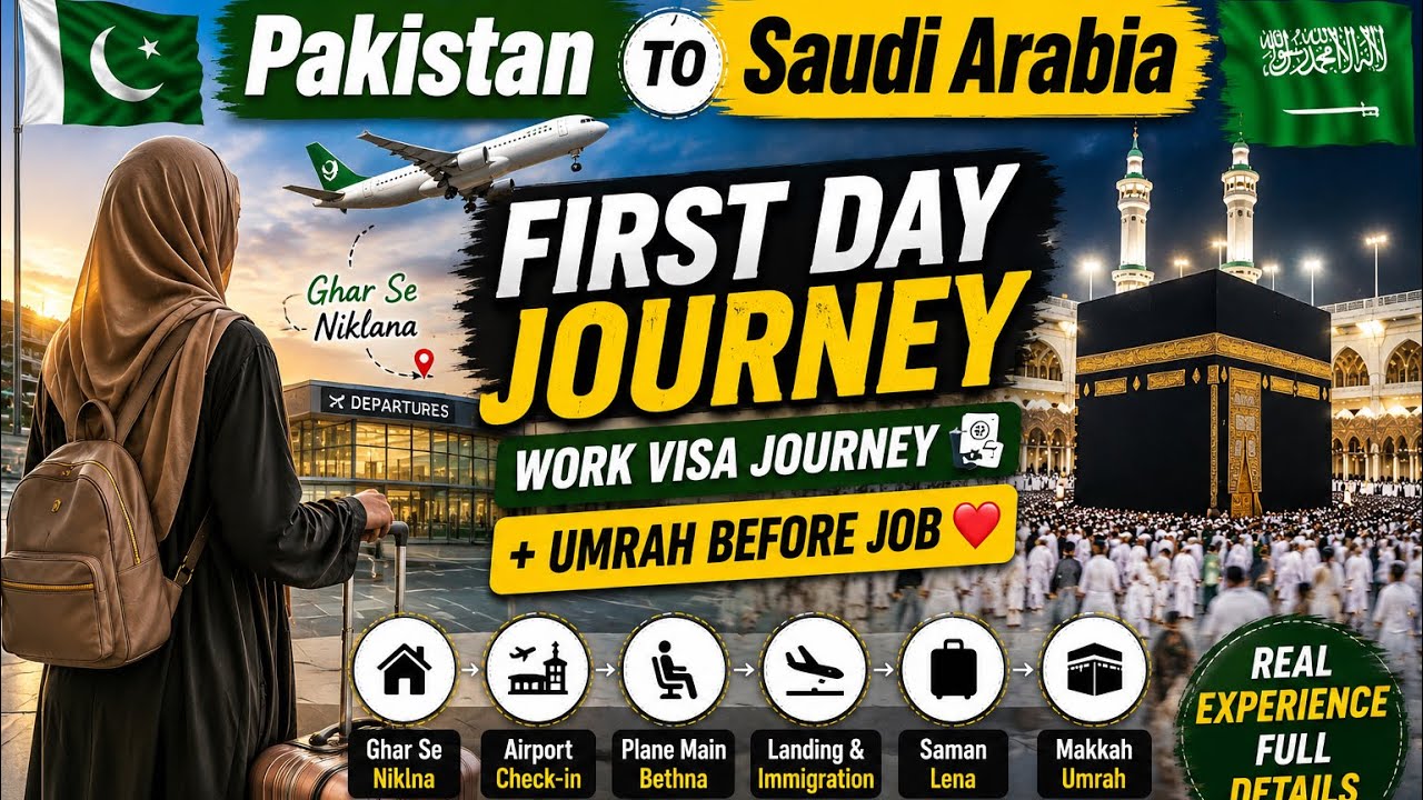 Pakistan Se Saudi Arabia 🇵🇰✈️🇸🇦 | First Day Journey | Pehli Umrah Ka Safar 🕋❤️#TravelVlog #SaudiLife