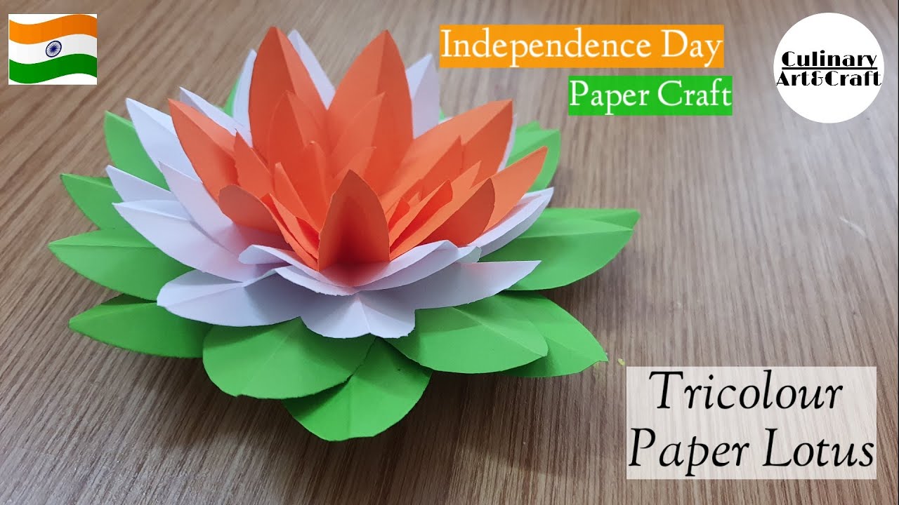 DIY Tricolour Lotus Paper Flower For Independence Day | Easy Paper Craft For Independence Day