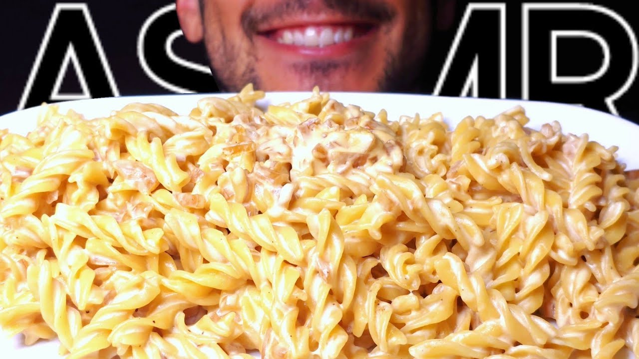 ASMR FUSILLI GARLIC PARMESAN PASTA (EATING SOUNDS) NO TALKING MUKBANG