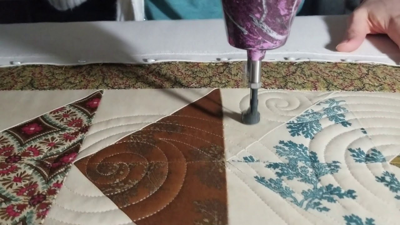 Big Echo Swirl Border free hand longarm quilting Gammill no rulers or marking