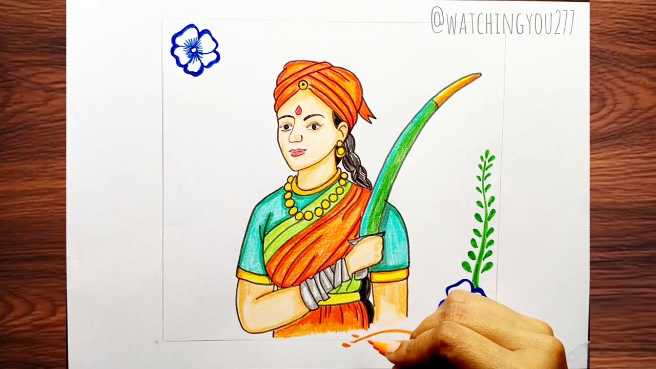 Rani Lakshmibai Drawing | How to Draw Jhansi Rani Easy|Indian freedom fighters drawing