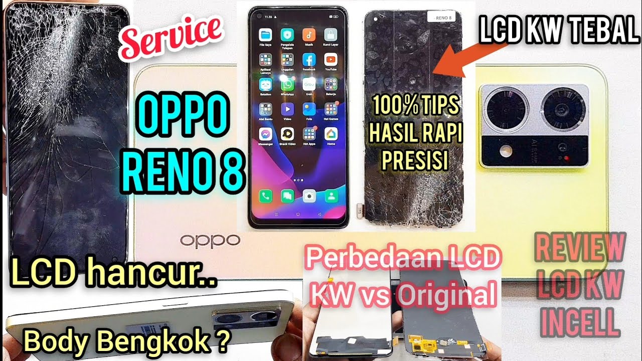 SERVIS OPPO RENO 8 LAYAR HANCUR BODY MELENGKUNG ? 100%DONE HP KEMBALI LURUS + GANTI LCD KW PRESISI
