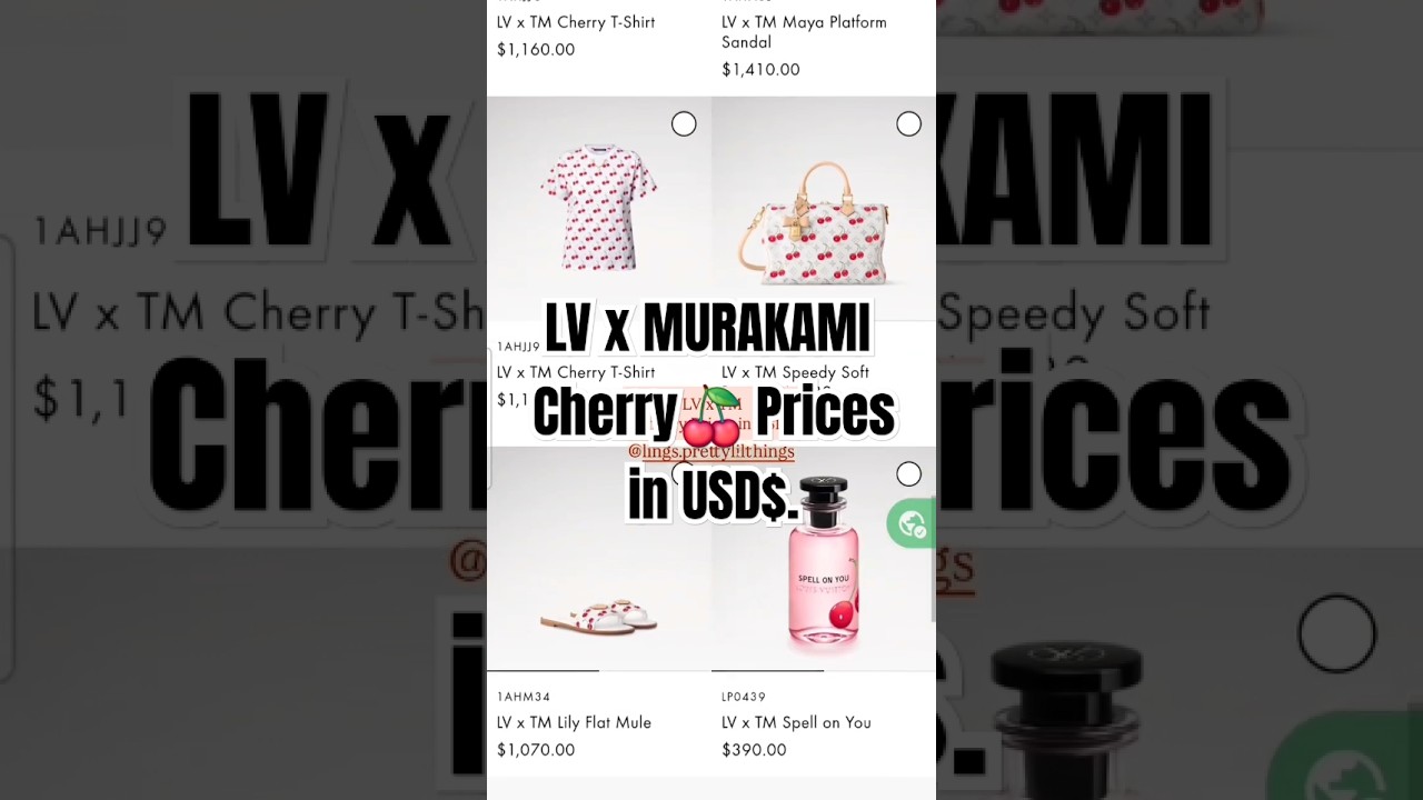 LV X MURAKAMI CERISES 🍒 CHERRY PRICES IN U.S. DOLLAR 🍒 #lvxmurakami #USDprices