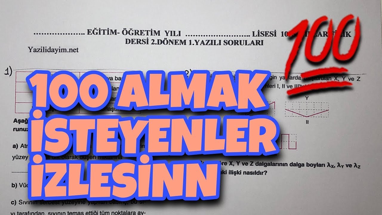 10.Sınıf Fizik 2.Dönem 1.Yazılı