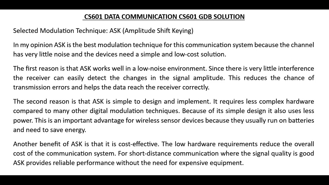 CS601 GDB 1 Solution 2026 | Data Communication | Virtual University