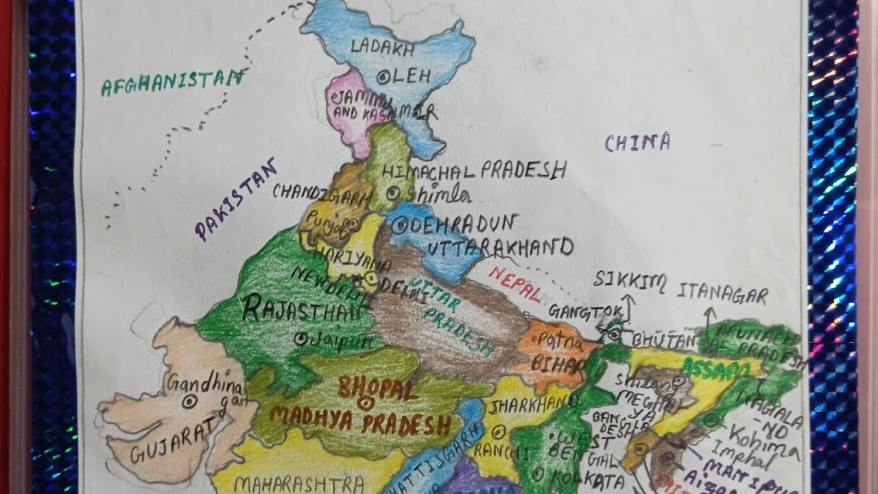 How to draw India map 🥰😊😁// summer vacation assignment 🥰😊😁