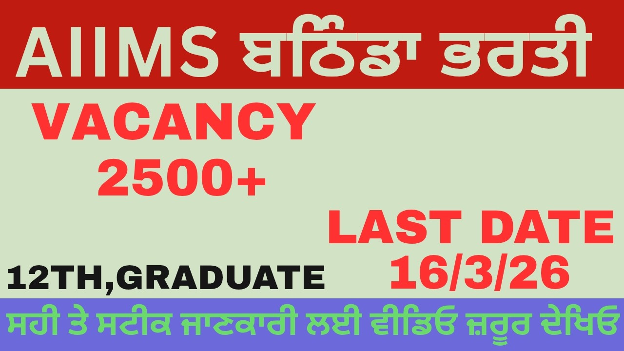 AIIMS Bathinda Recruitment | AIIMS Norcet Vacancy | Punjab Govt Job Alerts