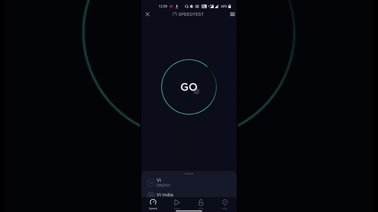 Vi unlimited data internet speed at night using 4G+.