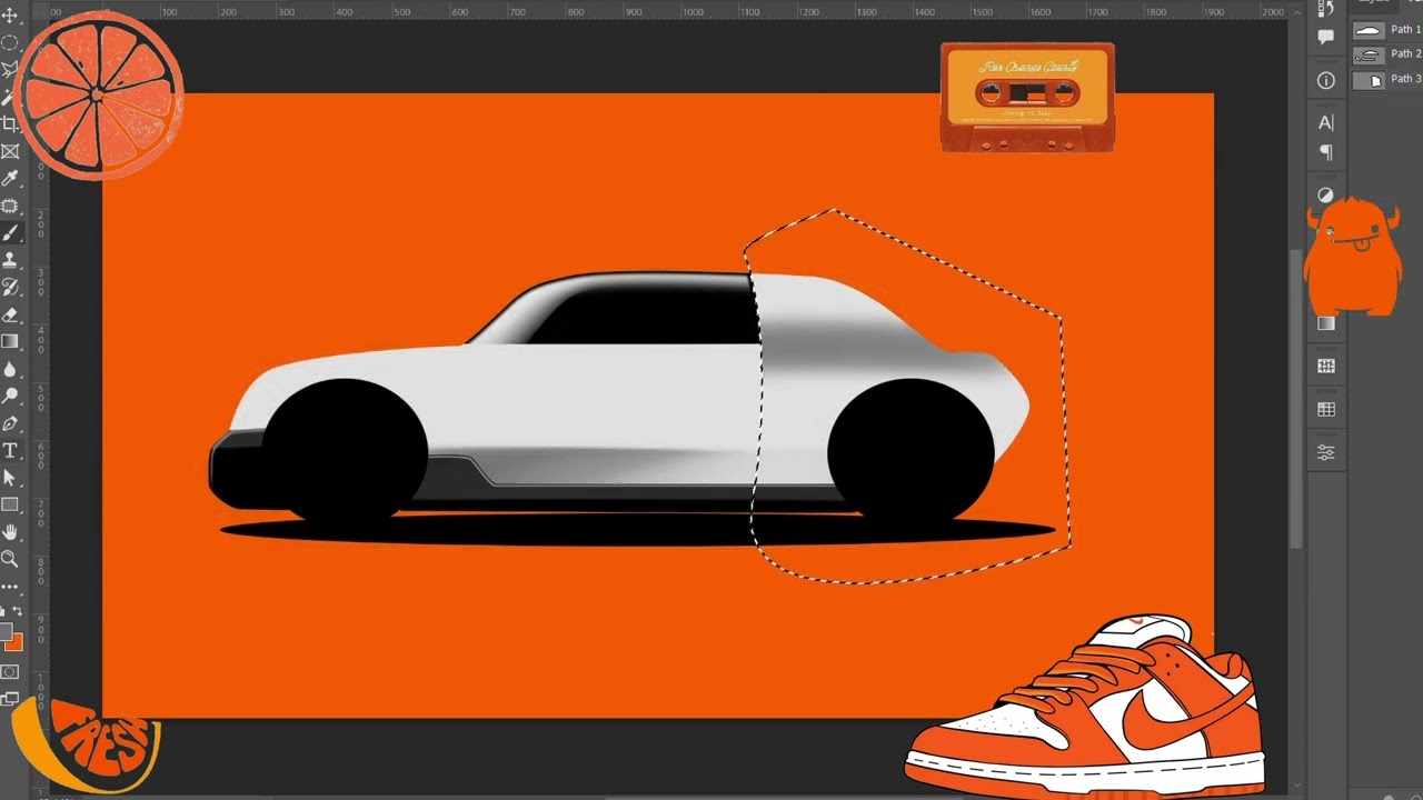 NEON TANGERINE 🏎️💨 Photoshop Car Rendering Goes Hard