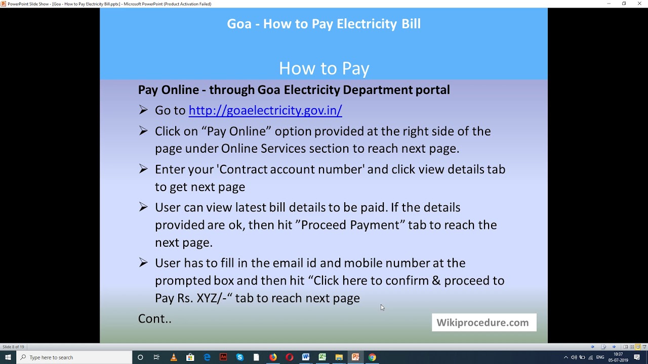 Goa - Online Pay Electricity Bill
