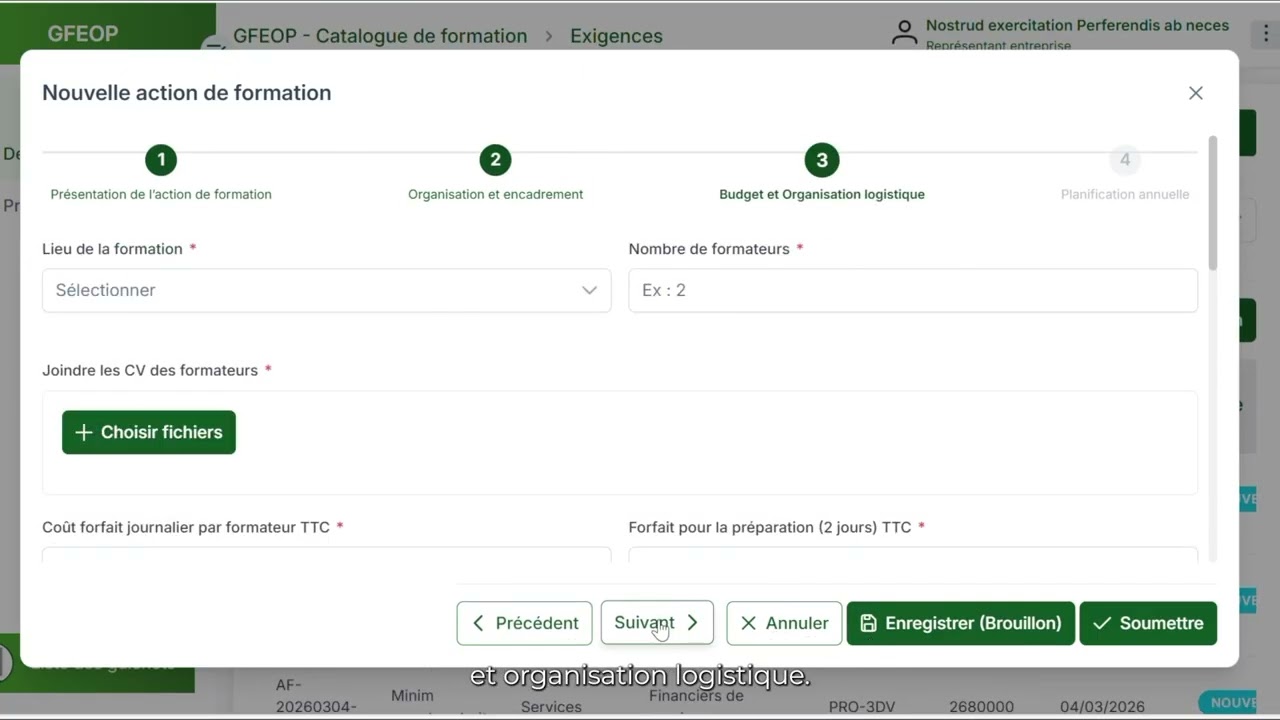 Tutorial du catalogue de formation pour les opérateurs