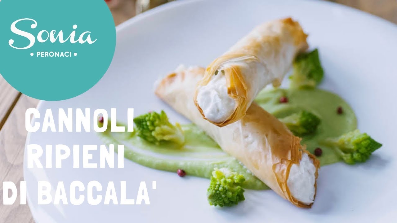 Cannoli croccanti ripieni di baccalà mantecato e caprino