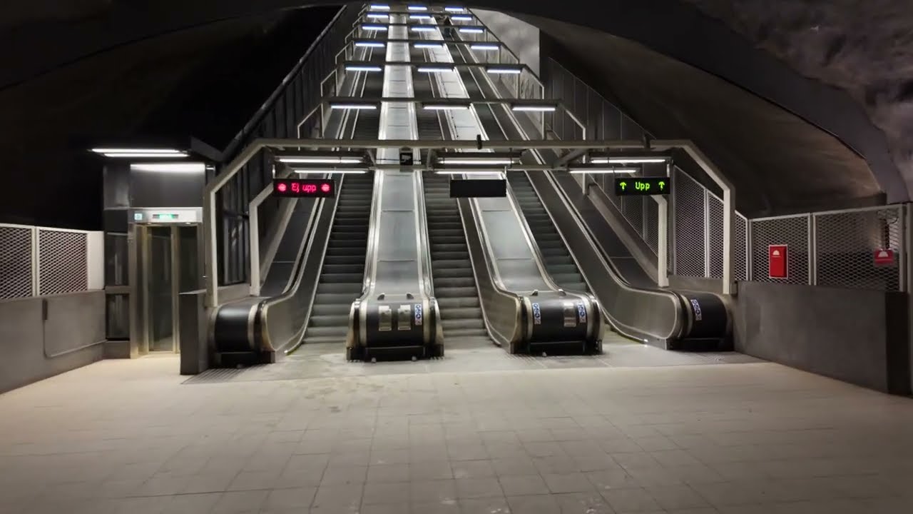 Sweden, Stockholm, Solna strand, 2X escalator