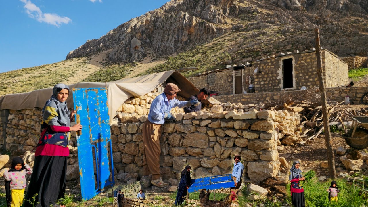 Nomadic life: 🖼installing gate family garden and building a stone wall to protect the garden🌱⛰️