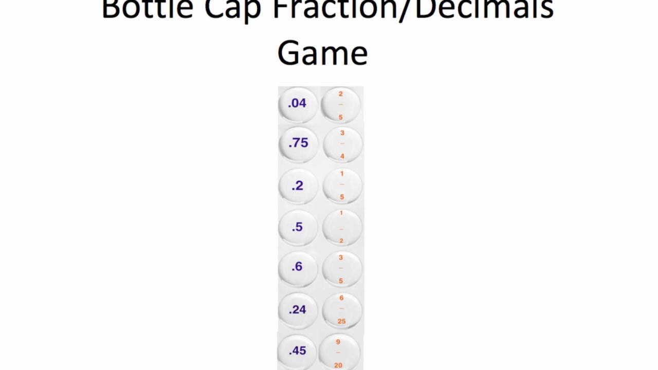 Bottle Cap Fraction Decimals Game