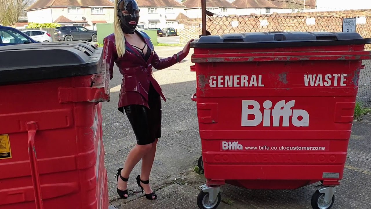 Latex Model takes an outdoor stroll