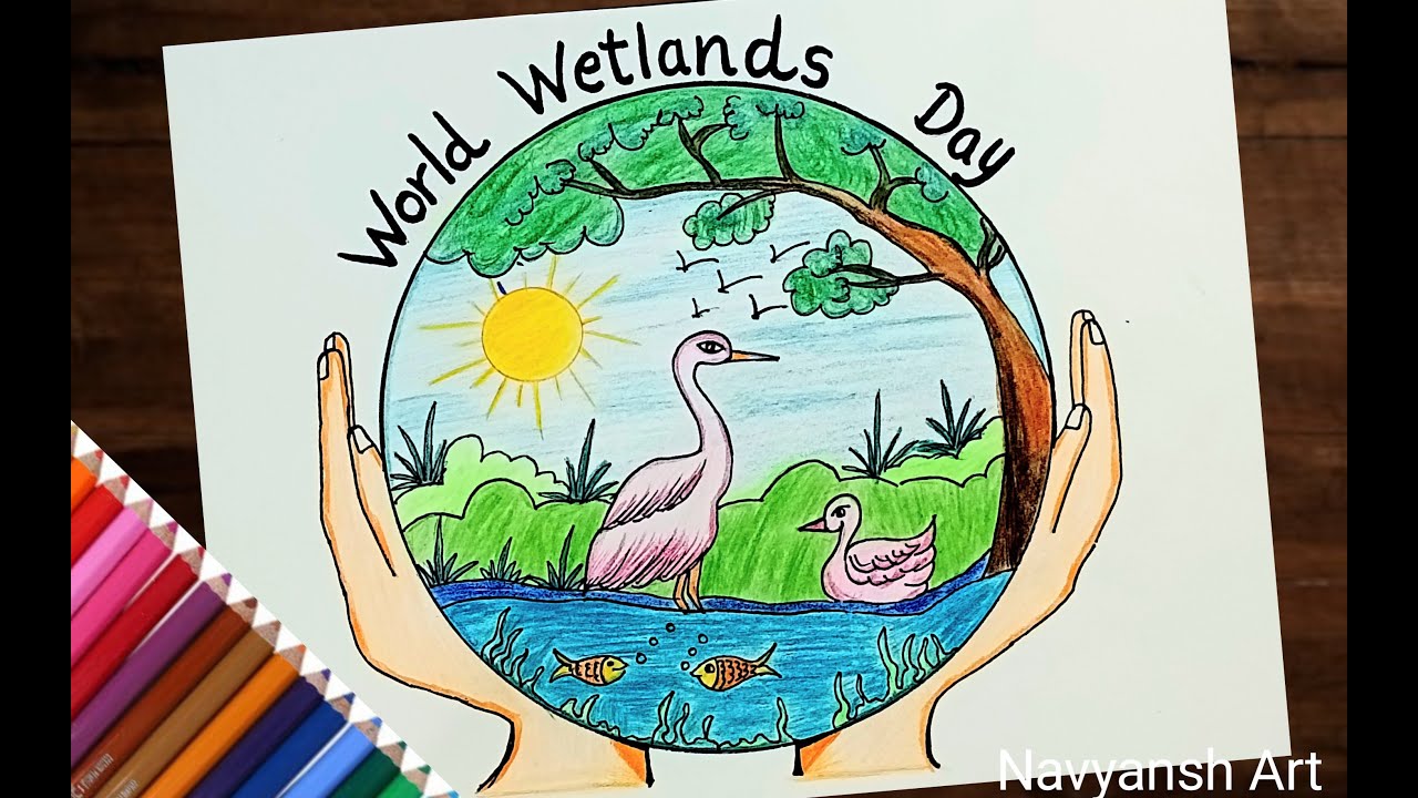 World Wetlands Day poster drawing/How to draw World Wetlands Day poster /World Wetlands Day drawing