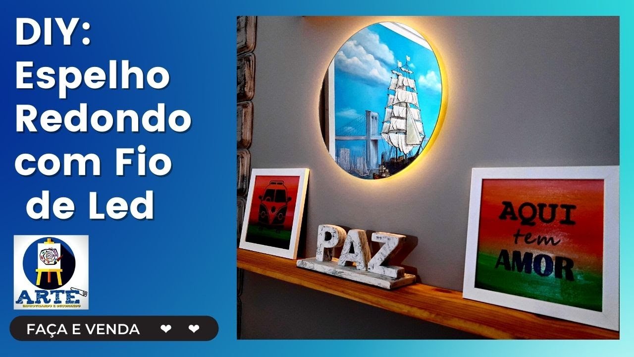 как сделать круглое зеркало из светодиодной проволоки, простая идея и удивительная практика