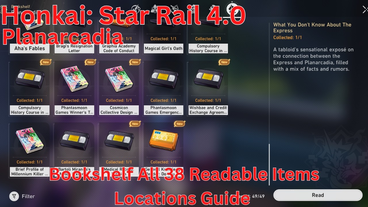 Planarcadia Bookshelf All 38 Readable Items Locations Guide【Honkai: Star Rail 4.0】