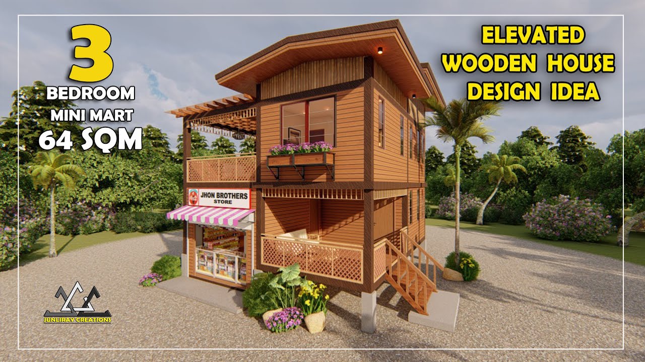 Elevated Wooden  House with SARI SARI STORE Design Ideas | by : junliray creations