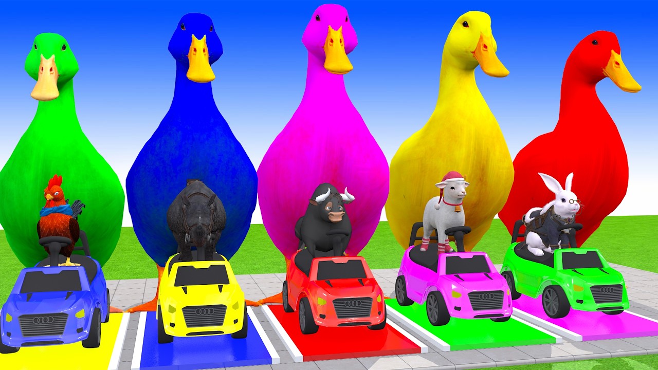 Long Slide Game with Cow Elephant Gorilla Hippopotamus Tiger 3d Animal Game Funny 3d Animals