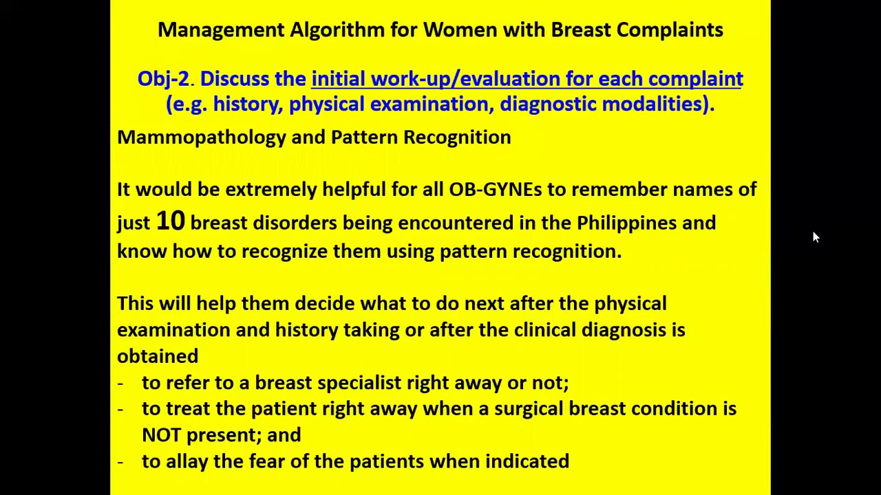 Management Algorithm of Women with Breast Complaints - ROJoson