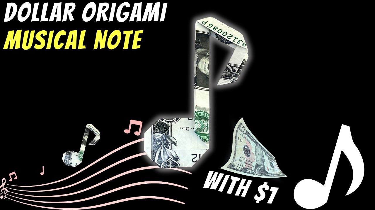Origami Dollar Bill Musical Note 🎶: Create Your Own Melody! 🎵