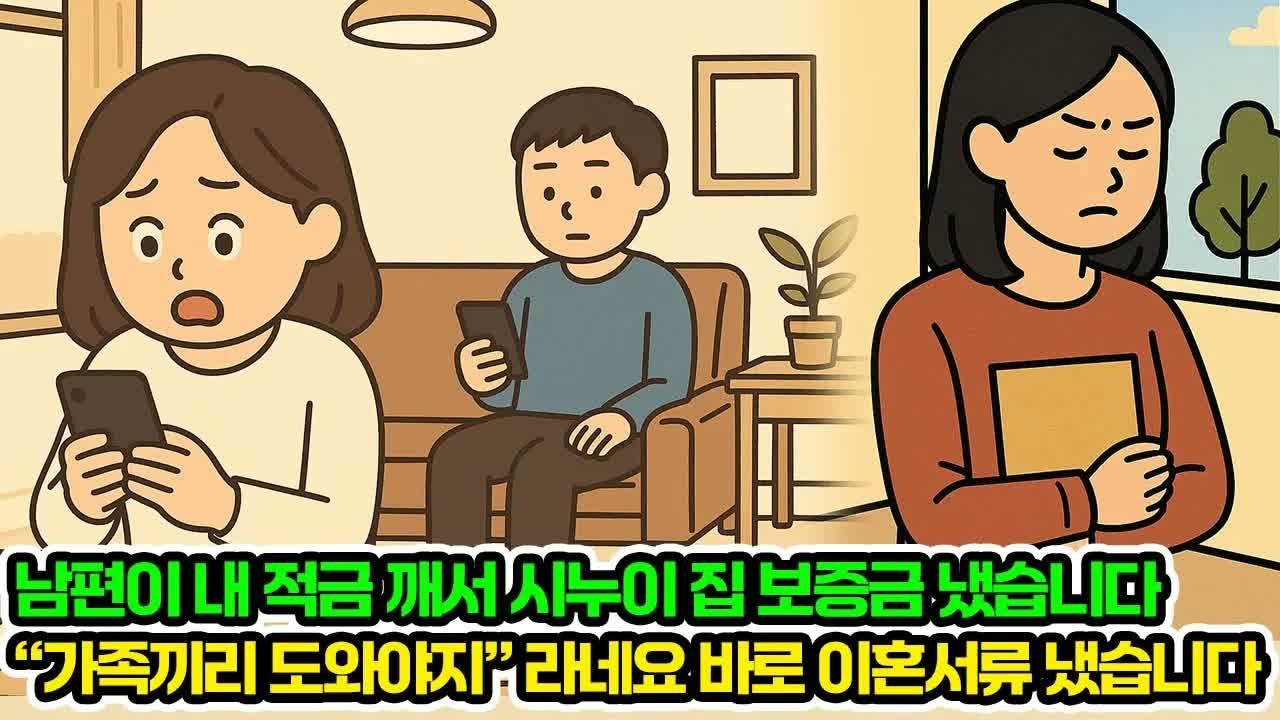 남편이 내 적금 깨서 시누이 집 보증금 냈습니다