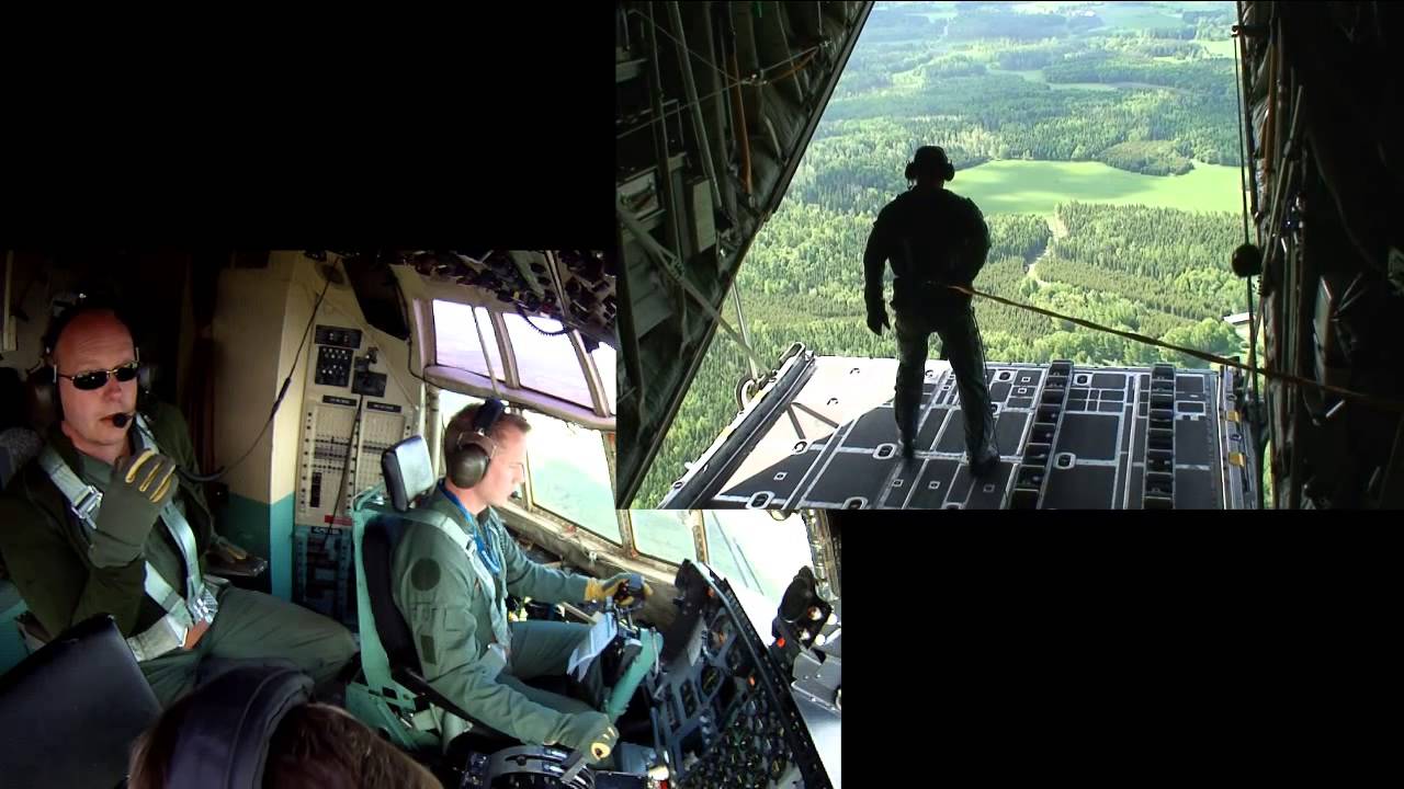 C-130 Hercules Cockpit GoPro Parachute jump with 4 cameras - Must se!
