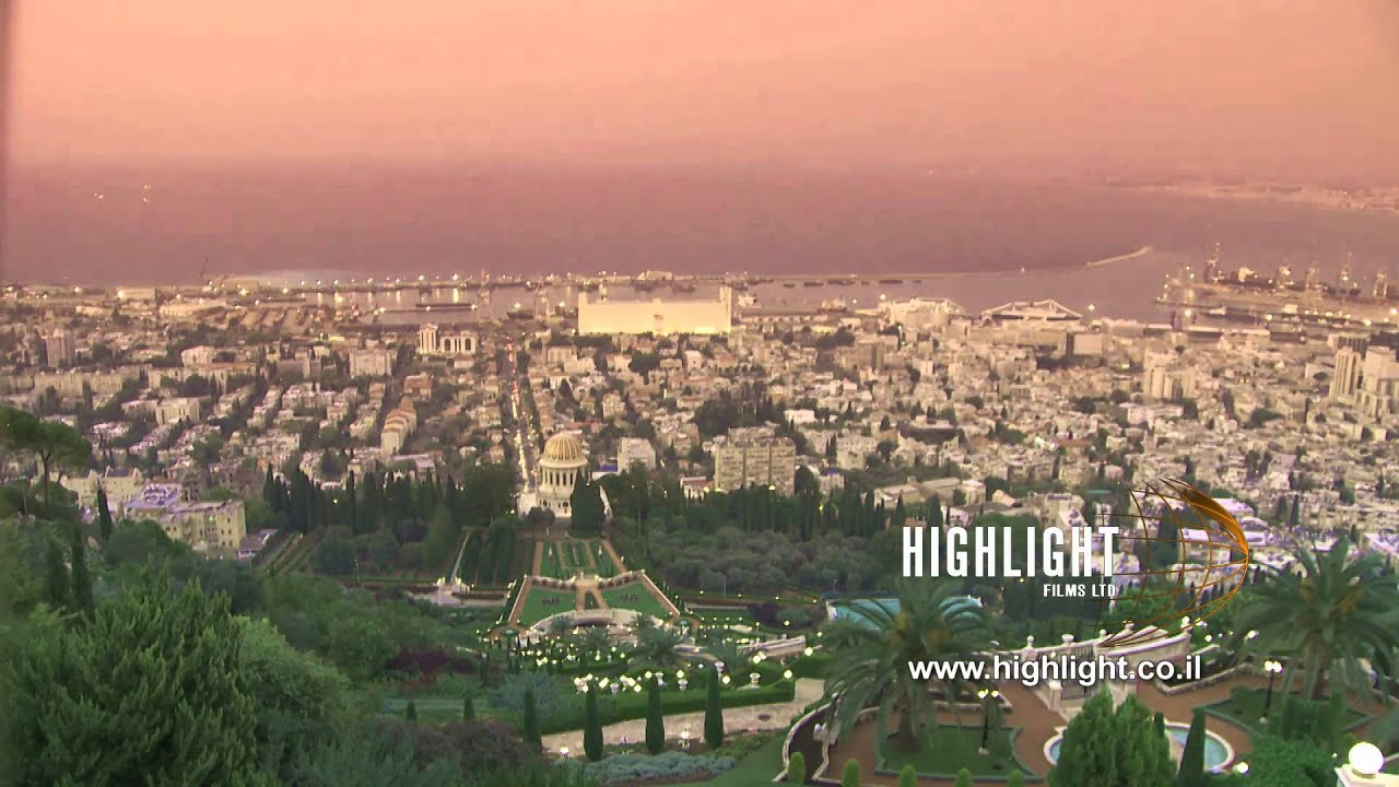 TN_011 Israel stock footage library: time lapse video clip of Haifa day to night