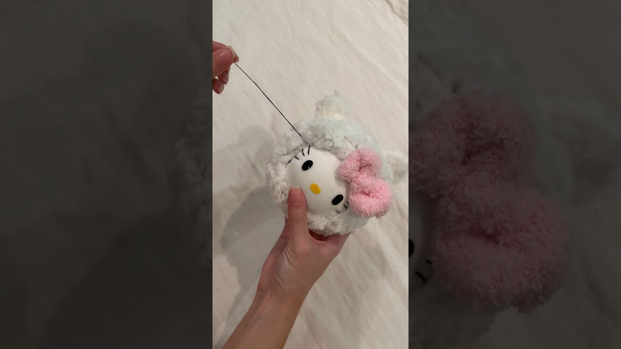 hello kitty teddy bear made with socks 🧸💗 #tutorial #diy #hellokitty #sanrio #plush