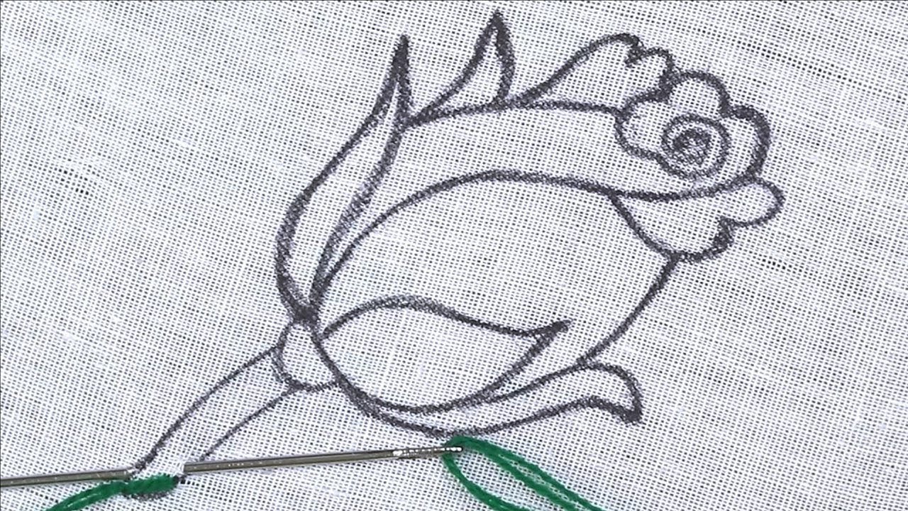 easy kadhai design with rose flower embroidery designs making tutorial for beginners
