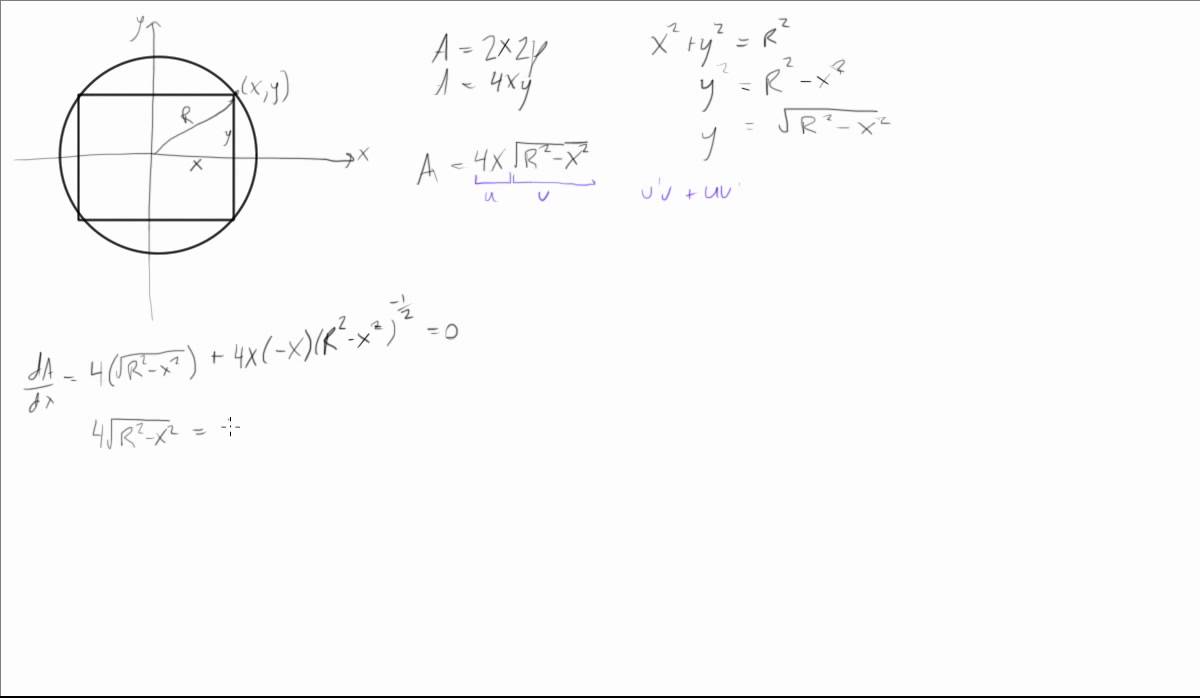 How to fit the biggest possible square inside of a circle